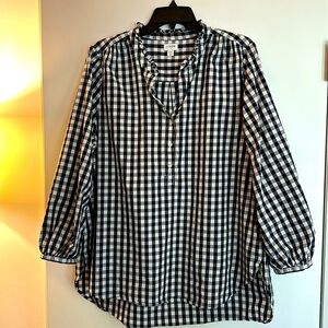 Navy-and-white gingham J. Crew Factory tunic